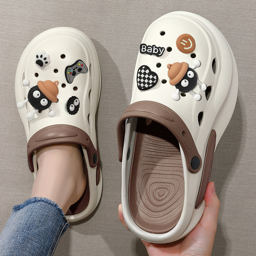 Women's summer new style open-toe slippers with cushioned feel, non-slip thick-soled beach sandals made of EVA material, odorless and noiseless.