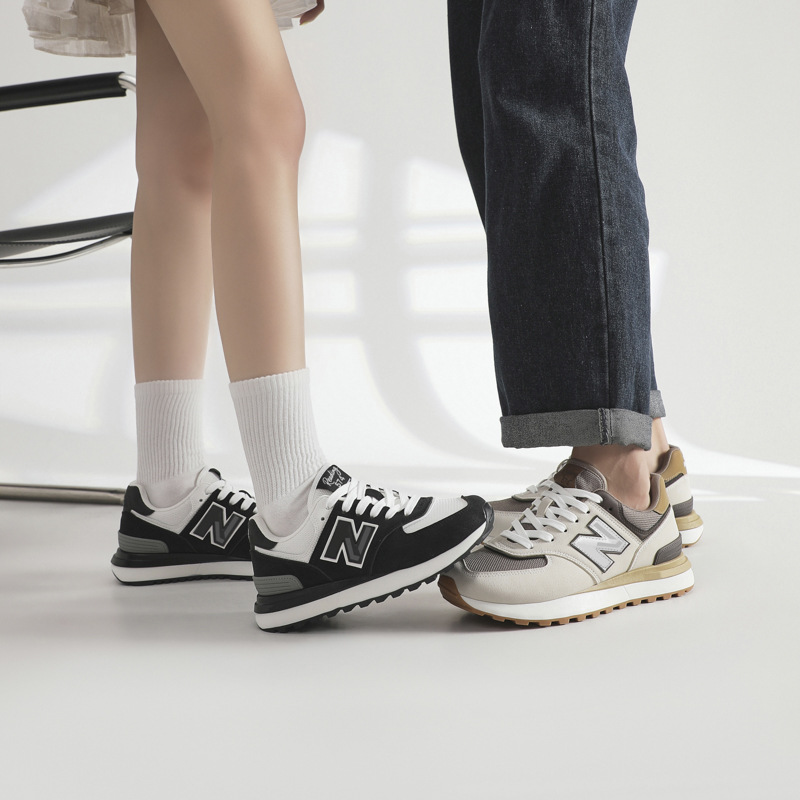 Giày sneaker nữ chunky đế dày phong cách retro, tăng chiều cao, đi chạy bộ và dạo phố — 574LG-2 lạc đà