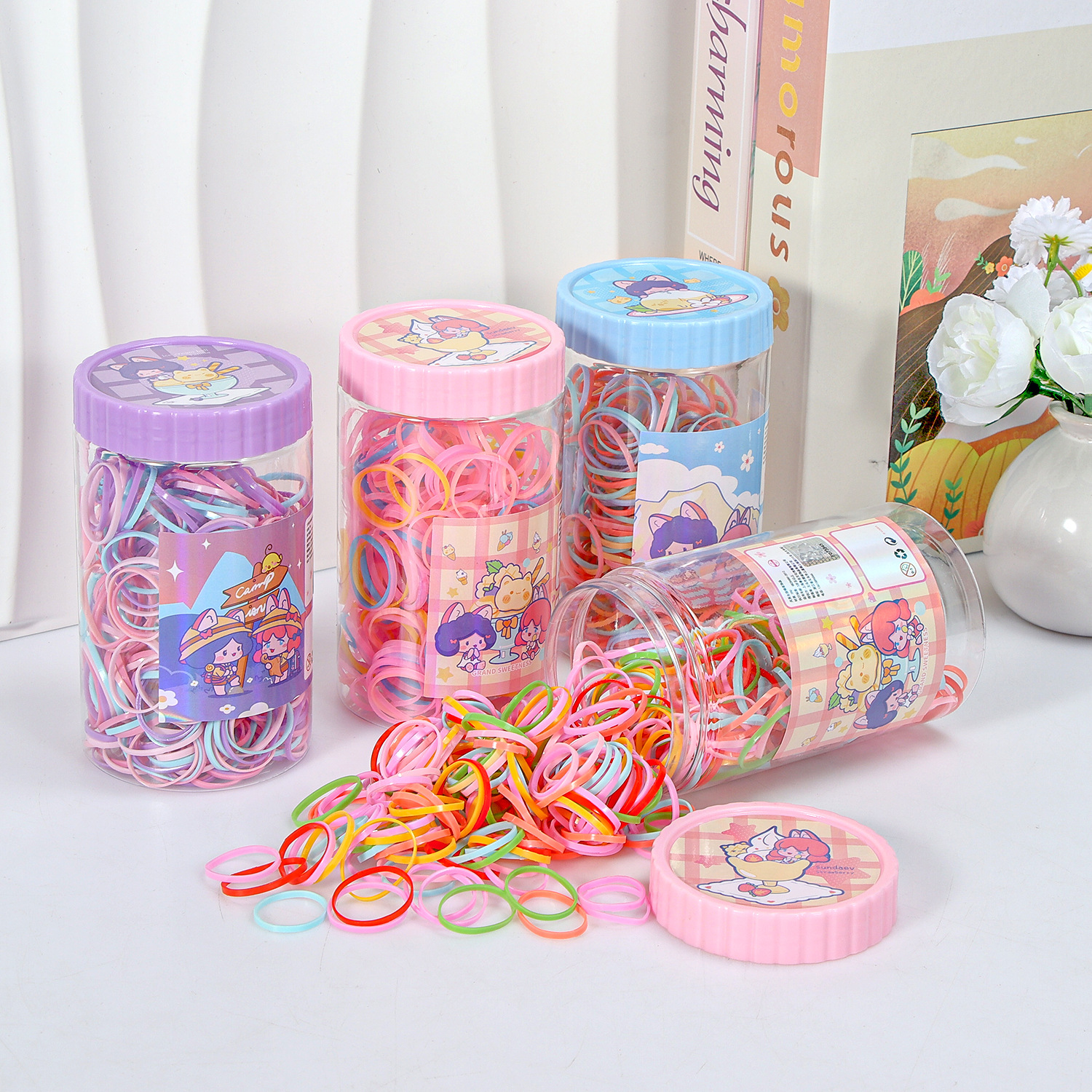 Banda de goma negra para niños, alto valor elástico, duradero, lazo para el cabello, no daña el cabello, anillo para el cabello de goma, accesorios para la cuerda para la cabeza, puesto