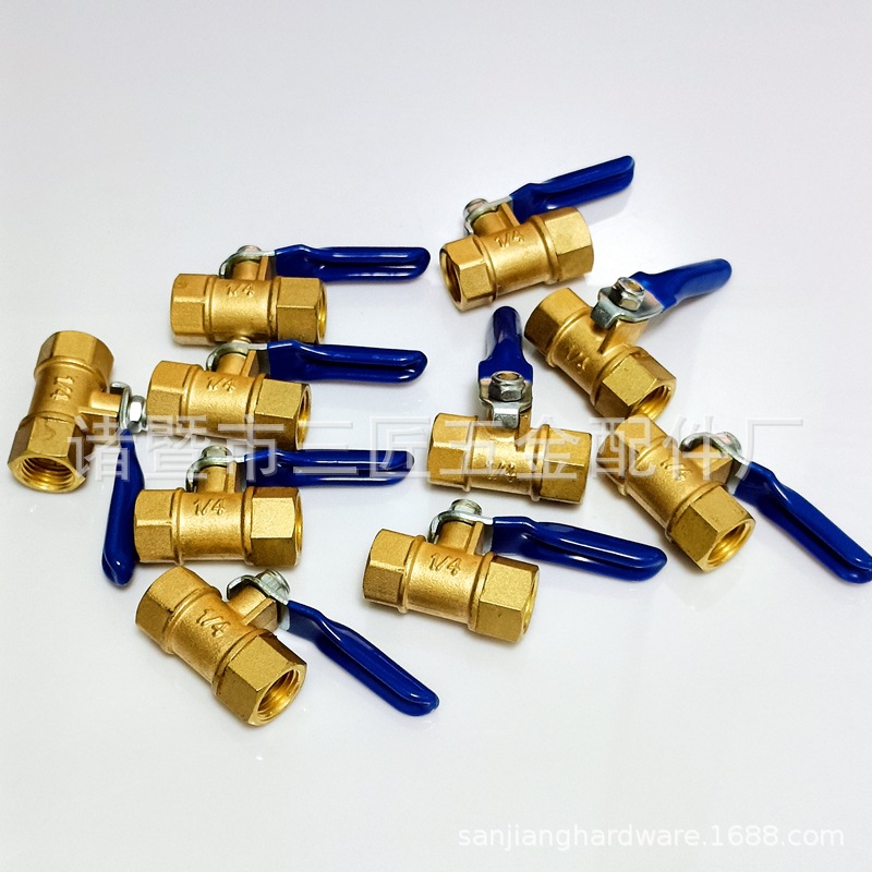 厂家直销红柄蓝柄小球阀、美标1/4NPT内丝球阀 铜考克 2分