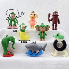 国外山海经钥匙扣公仔盲盒挂件包包挂饰立体穿鞋鲨鱼周边盲盒公仔