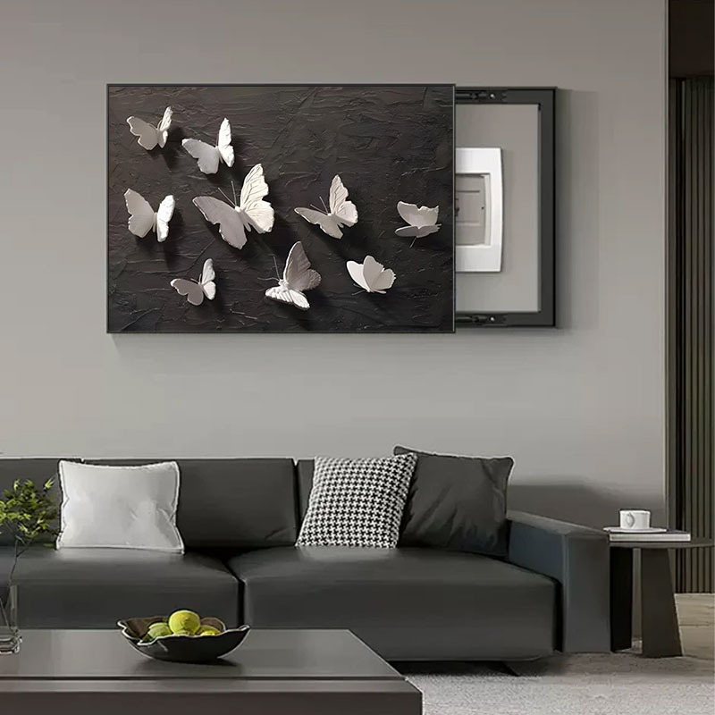 Aluminum Alloy Electric meter Box Decorative Painting Black and White New Butterfly Distribution Box Cover Cover Cover Painting Electric Box Box Living Room Hanging Painting