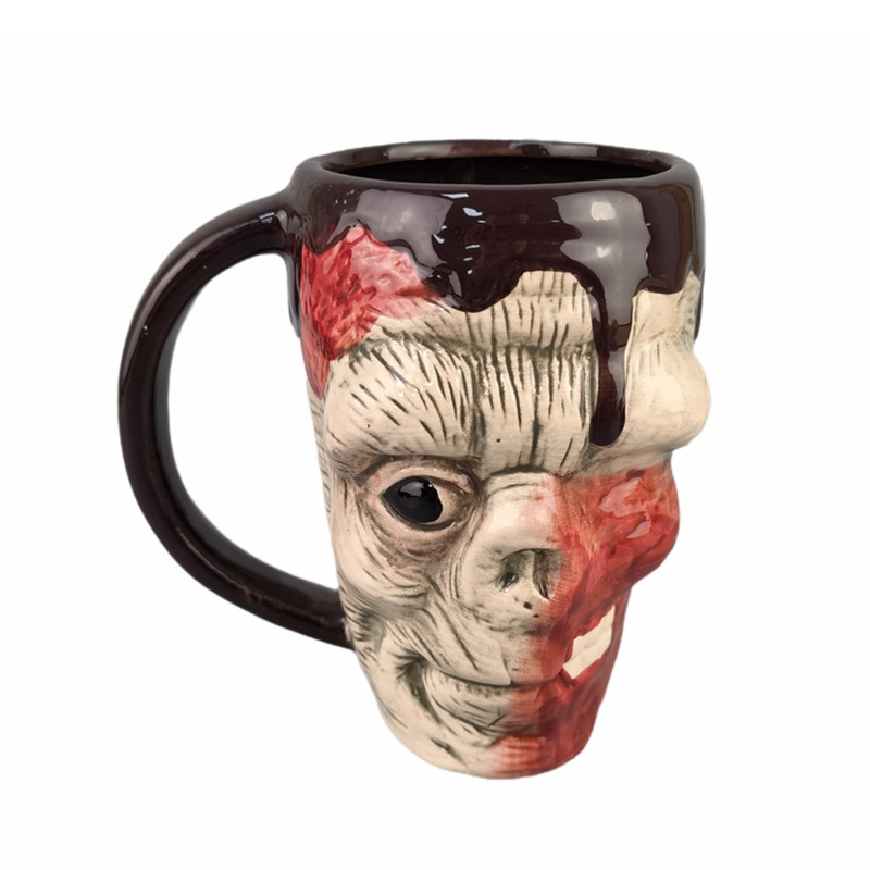 Taza de cerámica con forma de calavera, taza de café con diseño de cabeza de fantasma de Halloween, taza novedosa transfronteriza, diseño creativo