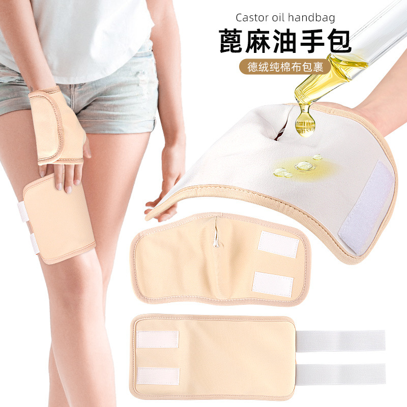 Castor Oil Hand Wrap Reusable Essential Oil Care Hand Leg Wrap Adjustable Velcro Protective Gloves Calf Wrap