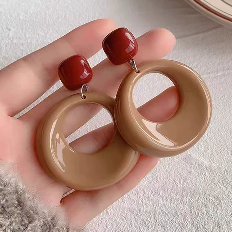 Ретро серьги, акриловая милая серебряная игла