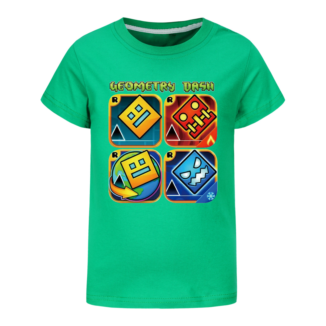 Geometrie Dash T-shirt Kinder Cartoon Kleidung Jungen 100% Baumwolle T-shirt Kinder Mode Kleidung Kleinkind Mädchen Kurzarm Tops – Detail 8