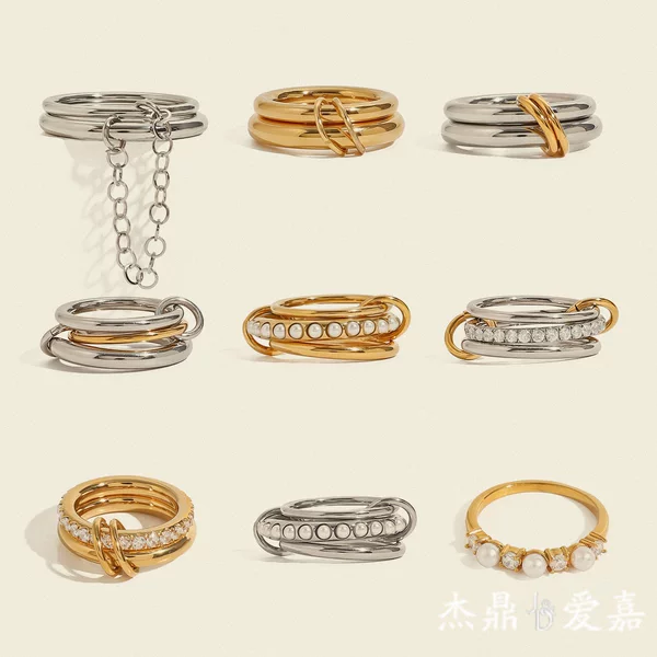 Jieding Multi-Layered High-End Luxury Ring Titanium Steel Non-Fading Pearl Jewelry for Women Stainless Steel Accessories Cross-Border