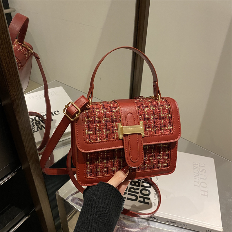 2024 invierno nuevo gran capacidad textura simple portátil hombro único axilar bordado de diamante bolso de mano