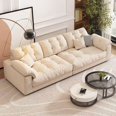 Cream Wind Modern Minimalist Cloud Pattern Anti-Cat Scratch Sofa for Small Apartments Living Room Four-Seater Elephant Ear Velvet Sofa