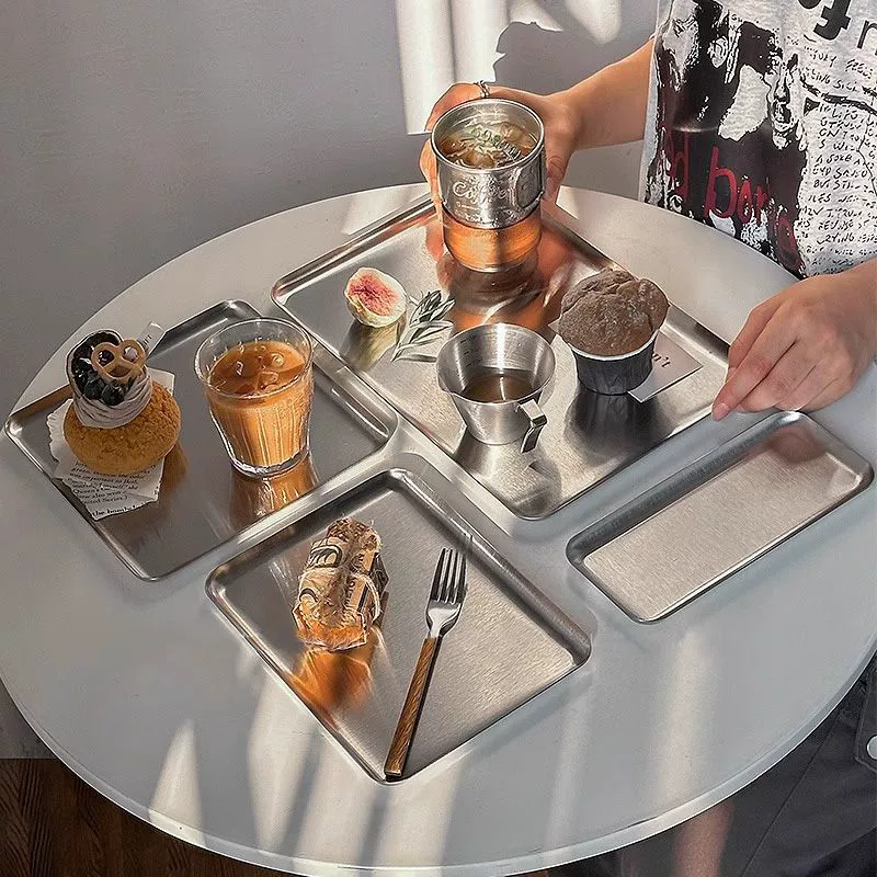 Корейская тарелка в индустриальном стиле, высококачественная прямоугольная тарелка для кафе, поднос для десертов, поднос для хранения