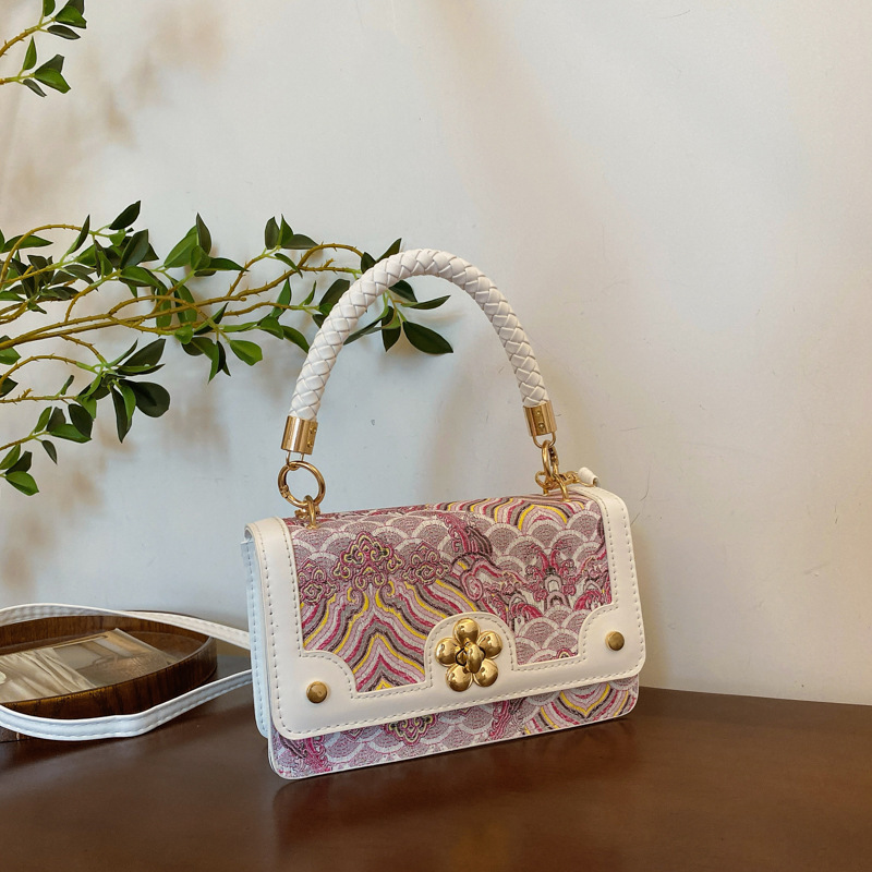 Bags retro bolso simple mujer 2024 otoño nueva moda salvaje estilo occidental costura mensajero pequeño bolso cuadrado