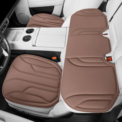 Latex Cushions, High-End Anti-Stain Leather Car Four Seasons Pad - chestnut-brown-3-piece-set-front-and-rear-seat-cushions-luxurious-anti-fouling-leather-latex-cotton-core-not-tired-after-sitting-for-a-long-time