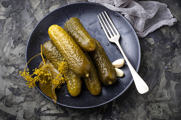 pickled-cucumbers-black-plate_