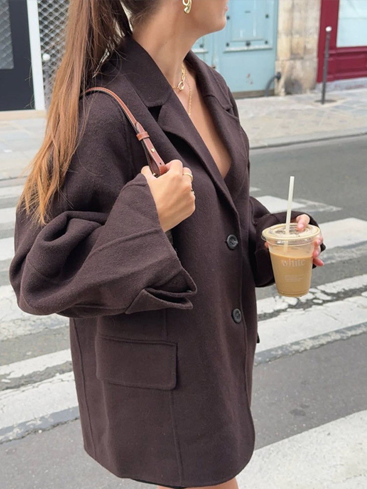 Chaqueta Corta de Lana para Mujer de Poliéster