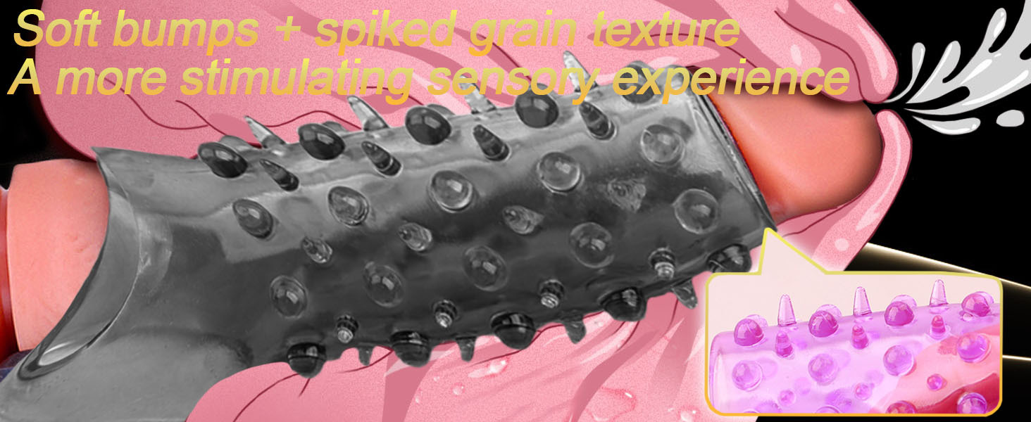 Textured Wolf-Tooth Condom Sleeve, TPE Studded Delay Cover for Adults — detail image 6