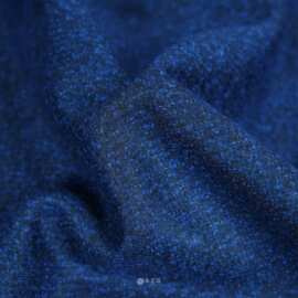 细腻柔软 蓝黑混色羊毛呢布料外套西装裤子做衣服设计师diy面料A