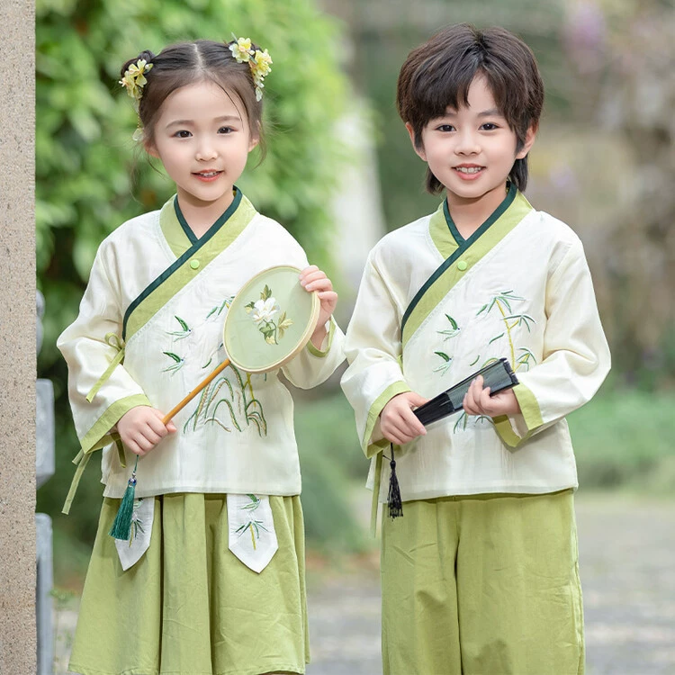 Hanfu Boy Весенний и Осенний Детские костюмы высокого класса Китайский стиль Костюмы Детские Новый Китайский Осенний Костюм