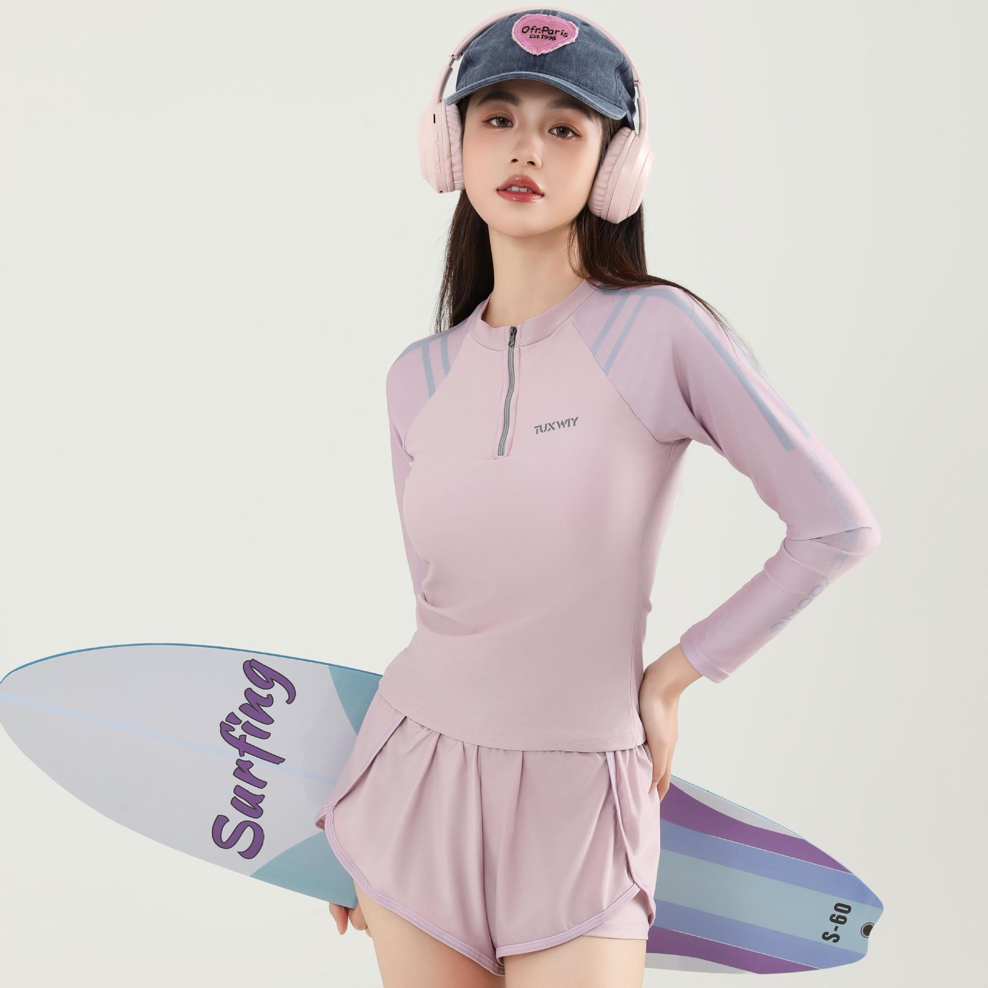 New Sports Leisure suit Split Long Sleeve Sun Protection Two-Piece Set Conservative Slimming Girl Student Swimsuit Women