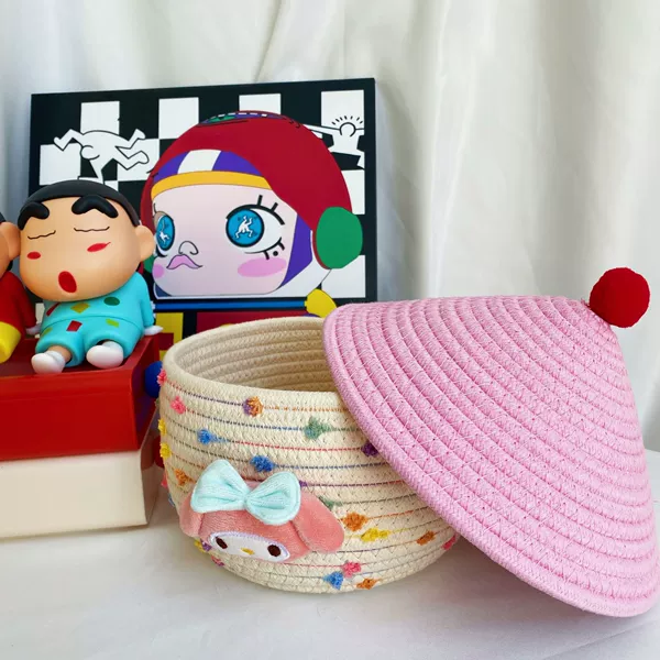 Woven fuchsia big storage basket, 22×21cm