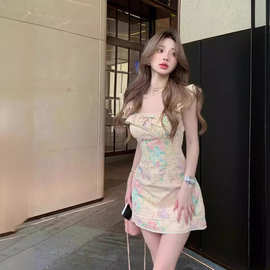 2024春夏款流苏隔开关键词女韩版高腰亮片半身裙性感牛仔包臀裙女