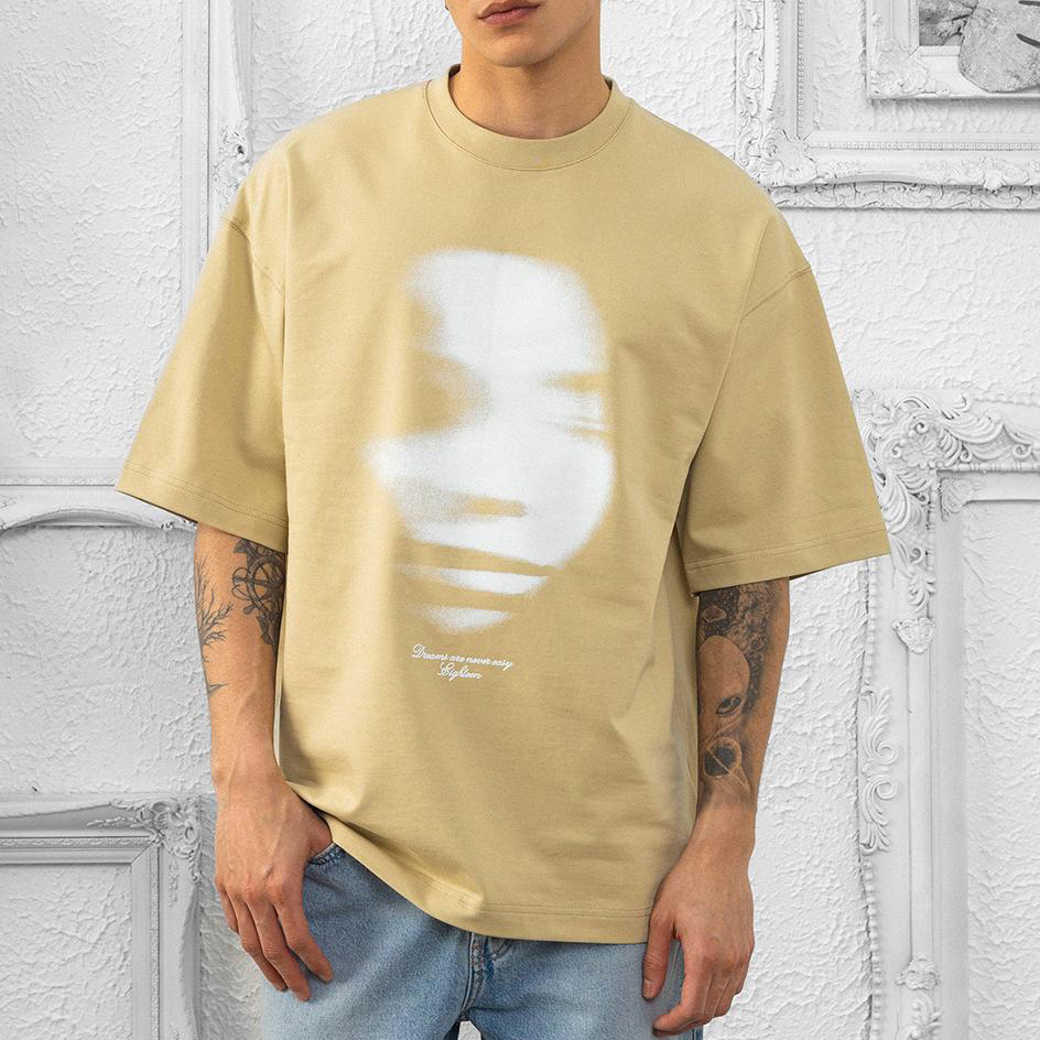 Foreign Trade Customizable Large Size Printed Pattern Logo Loose and Comfortable Pure Cotton Sports Short-Sleeved Breathable Trendy Men's T-Shirt