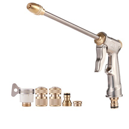 Metal car wash gun, high-pressure household car wash tool, powerful booster nozzle, large water volume for floor cleaning, multi-functional high-pressure washer