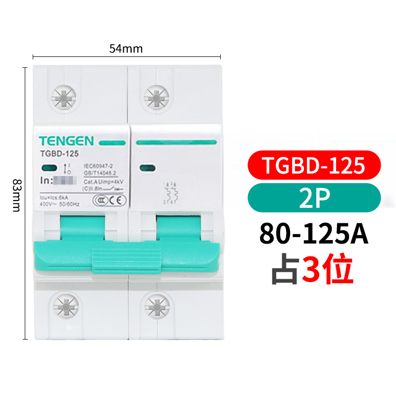 Tianzheng TGBD - 63 interruptor de aire 2p interruptor 1p hogar 3P trifásico 32a pequeño disyuntor 100a vacío image 8