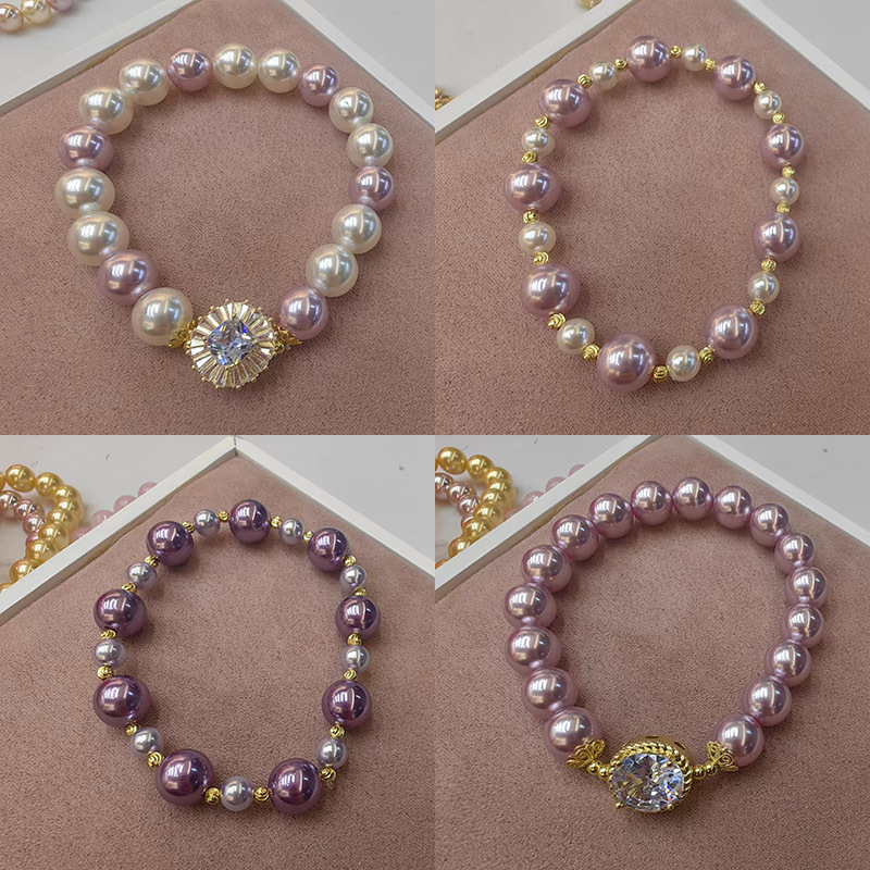 Tiangu Pink Bead Bracelet Female Temperament Gentle Socialite Strong Light Full of Diamond Small Golden Ball Bracelet Tiangu Pink Bead Bracelet Female Temperament Gentle Socialite Strong Light Full of Diamond Small Golden Ball Bracelet