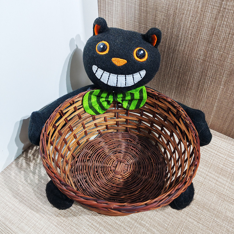 新しいハロウィーン装飾パーティー用品ホームオフィスデスクトップ収納バスケットハロウィーン竹バスケットキャンディーバスケット卸売り|undefined