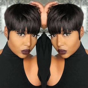 Pixie Short Cut Colored Straight Human Hair Wigs Full Mechanism Explosions
