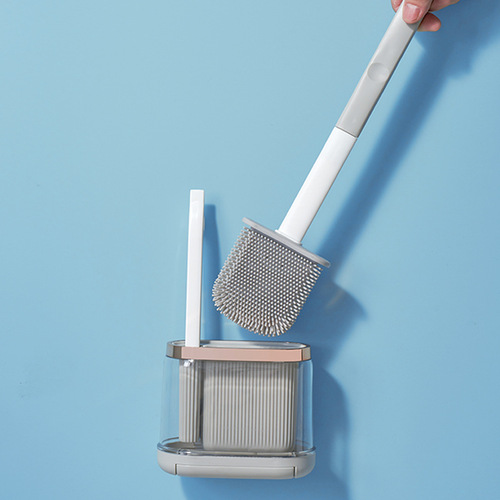 Toilet brush set creative no-punch wall-mounted bathroom toilet brush new long handle no dead corner cleaning brush