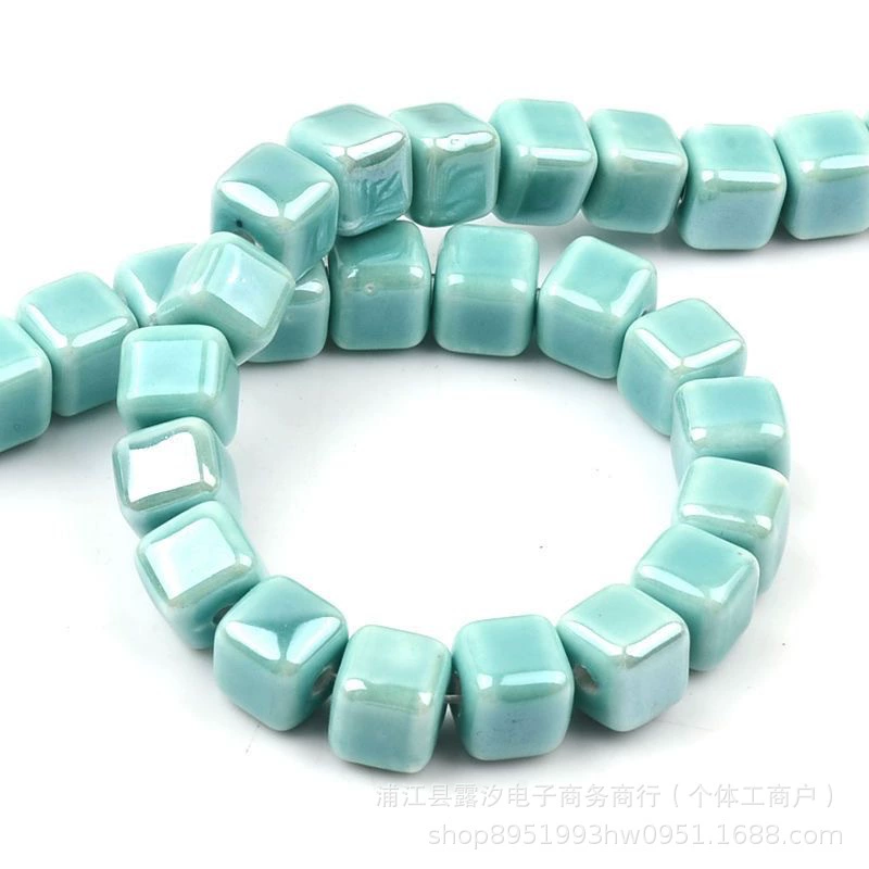 Handmade Ceramic Square Beads, 6/8/10 mm Polished Glazed Cubes for Necklace & Bracelet