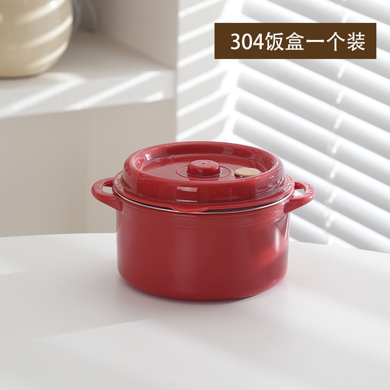 304 aislamiento de acero inoxidable hogar caja de almuerzo de aluminio calentamiento de microondas para estudiantes de oficina con comida caja de almuerzo