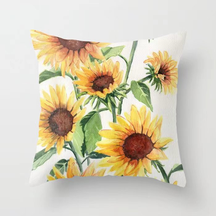 Girasol amarillo girasol funda de almohada Nordic casa estilo melocotón piel sofá del coche cojín cubierta image 19