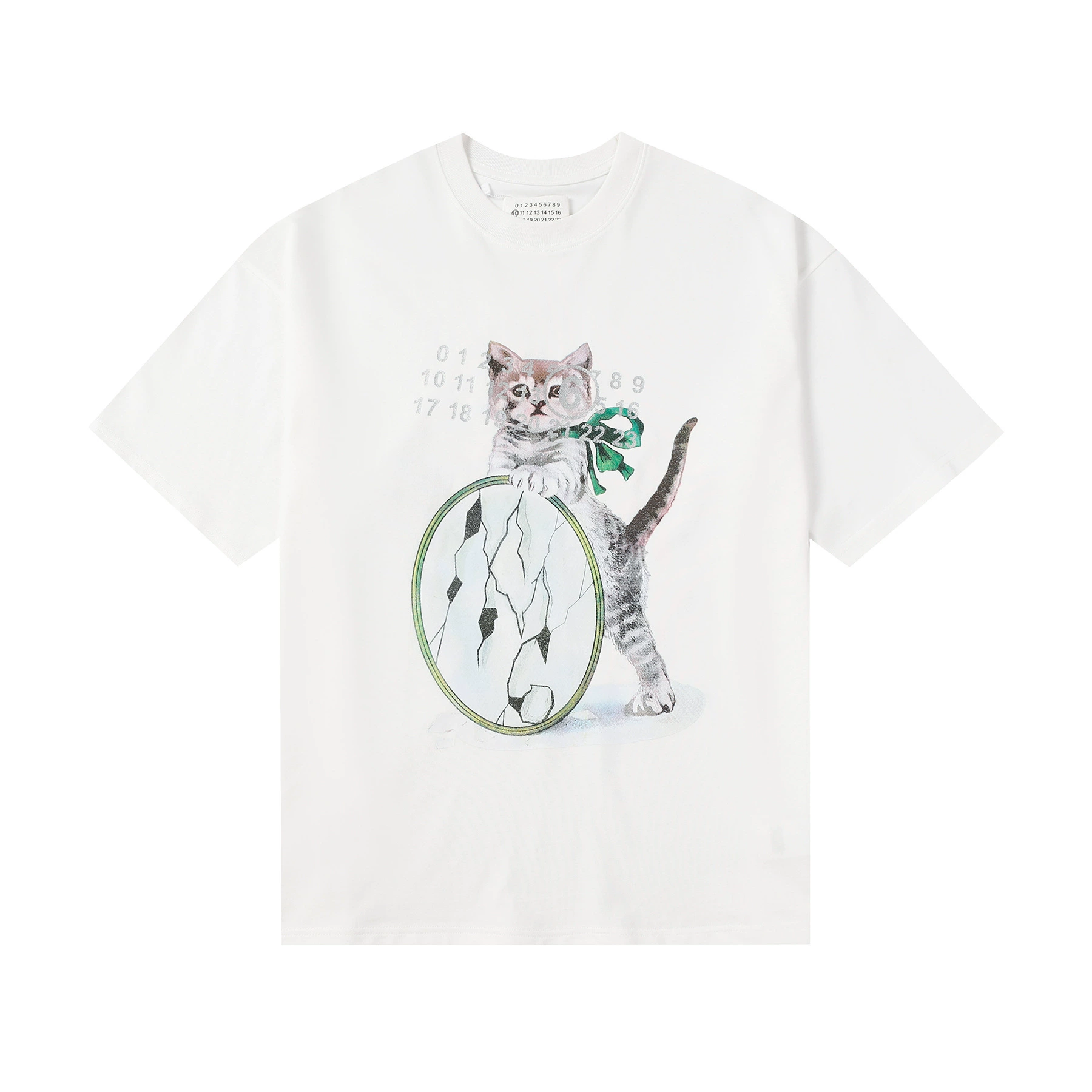 Maison Margiela 24SS коллекция MM6 цифровой узор круглый вырез мужской и женский модный бренд укороченный рукав футболка серия