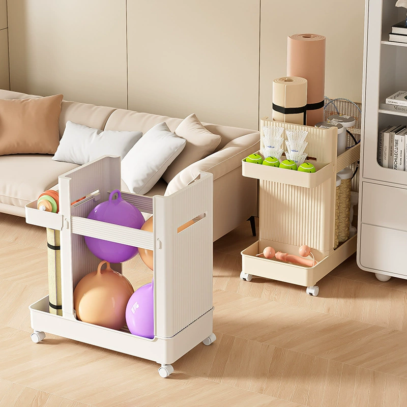 Тележка для хранения спортивного инвентаря с колесами, съемная корзина для хранения ракеток для бадминтона и ковриков для йоги