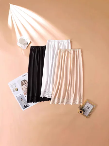 Amazon European and American Anti-penetration Lace Base Anti-slip Skirt A- line Skirt Women's Base Skirt Mid-length Lining