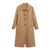 中老年女装秋冬毛呢外套妈妈新款气质呢子大衣时尚双面呢长款开衫，女装毛呢外套，妃慕昵服饰