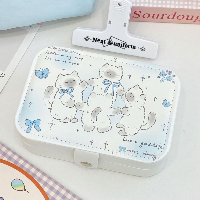 原创卡通转圈猫狗首饰收纳盒项链戒指饰品大容量分区大容量首饰盒|undefined