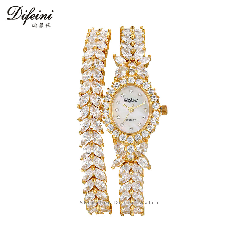 时尚轻奢高颜值镶锆钻手链手表缠绕两圈跨境外贸爆款定制时装女表