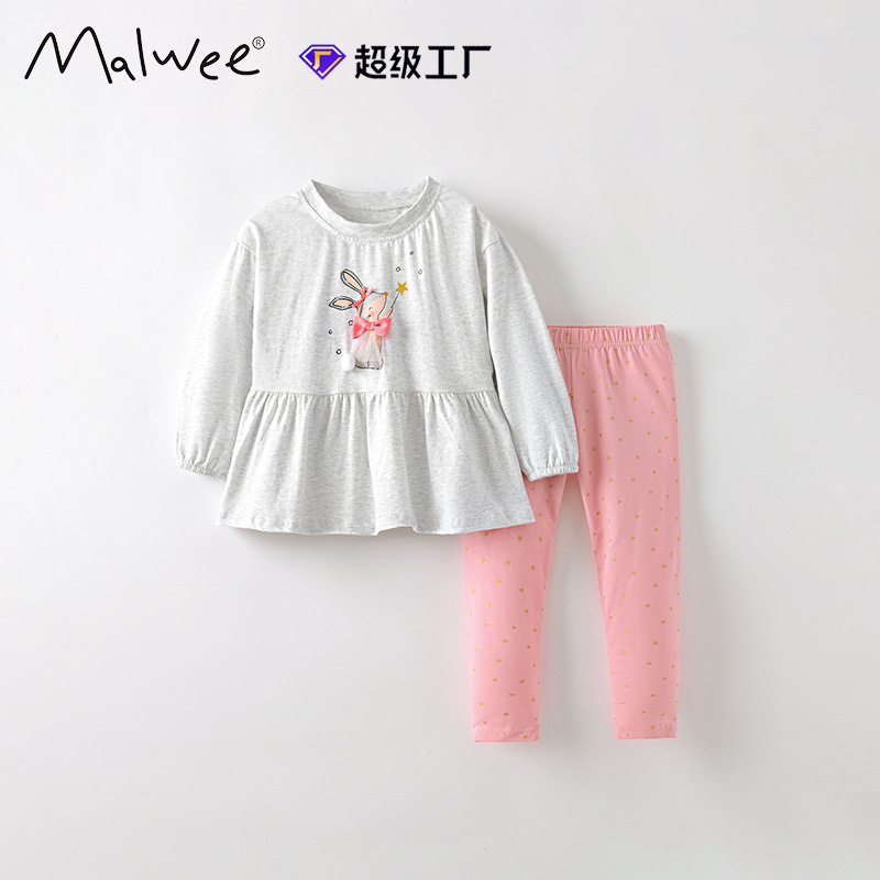 Malwee niñas transfronterizas de dos piezas de otoño y invierno nuevos niños europeos y estadounidenses de otoño ropa de niñas de estilo extranjero