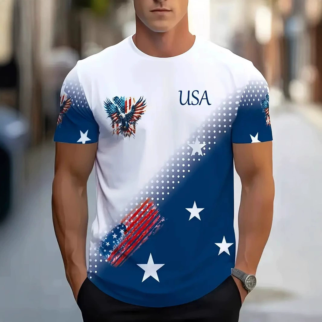 Мужская футболка с 3D контрастным цветным принтом и коротким рукавом, летняя новая мода, топ из полиэстера с круглым вырезом и короткими рукавами ME13
