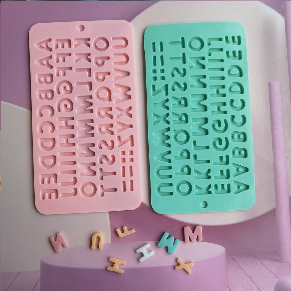 Silicone AA letras de chocolate molde inserción vela flip goteo molde de galletas molde de jalea pudín