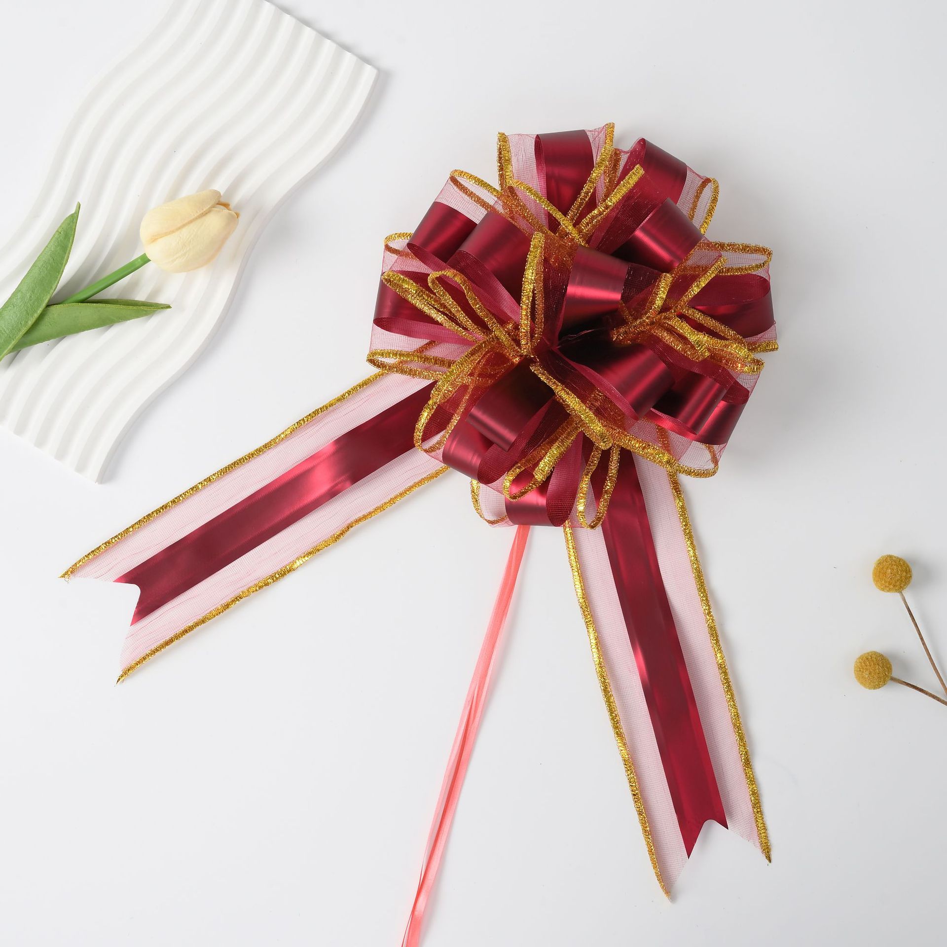 Transfronterizo 64mm supergrande tela de nieve chapada en dorado flor de mano suele / confesión / decoración de eventos de automóviles de boda mate flor de dibujo