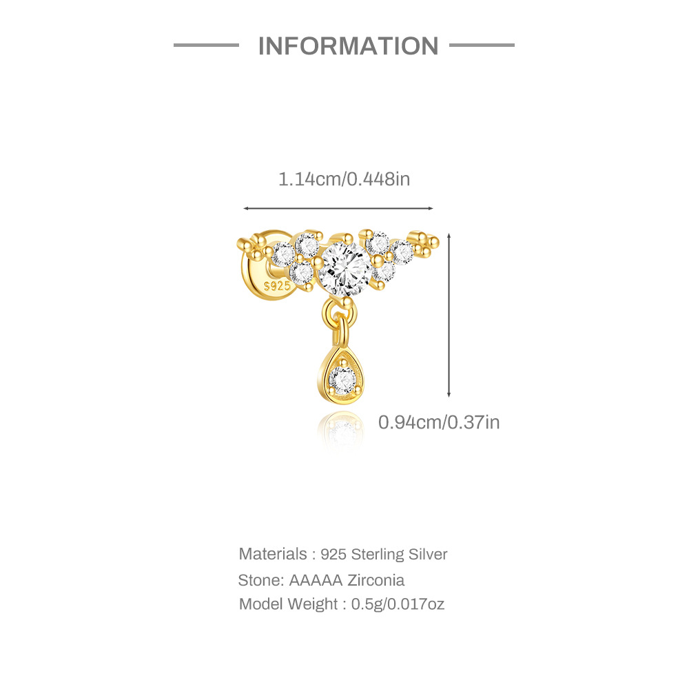 2g Weight Ear Studs Classification Ear Cartilage Rings & Studs Piercing Type 1 Piece Quantity Daily Occasion 925 Sterling Silver Material Flower Pattern All Seasons Season Women's Gender Plating Design Elegant, Simple Style Style 1 Piece Ear Cartilage Rings & Studs Elegant Simple Style Flower 925 Sterling Silver Plating Ear Cartilage Rings & Studs 1