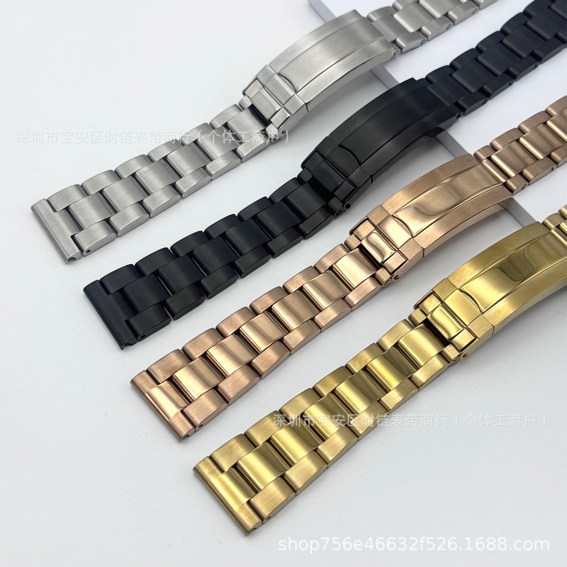 Tres perlas sólidas de acero inoxidable correa de reloj fantasma de agua buceo cabeza plana hebilla correa de reloj de hombre cabeza plana 20mm 22mm