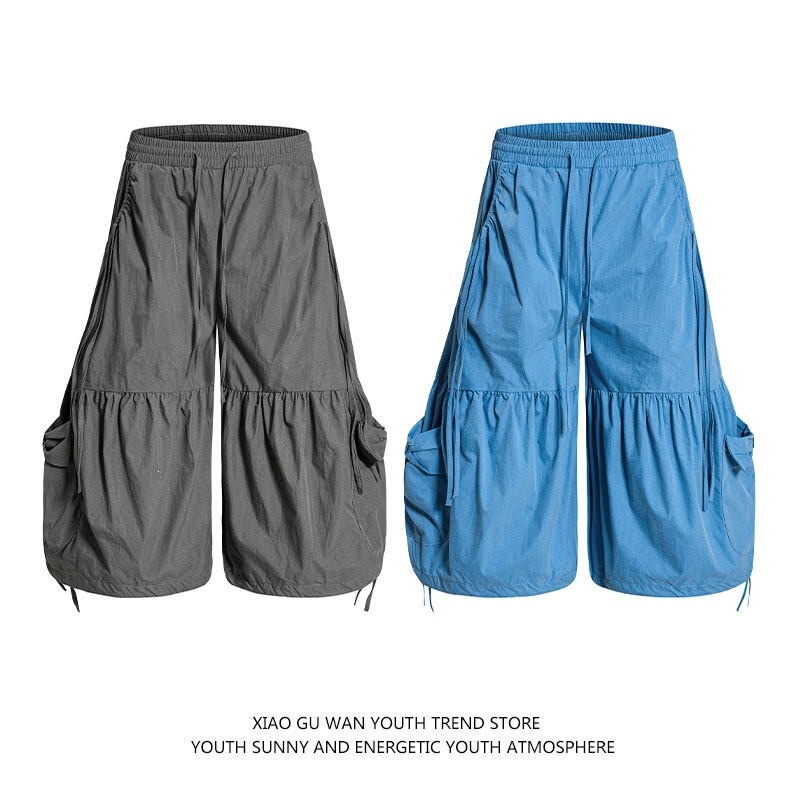Cross-Border Trade Xiaoguwan Women's Casual Pants Men's Pleated Retro Elastic Waist Floral Cropped Pants New American-Style Casual Wear