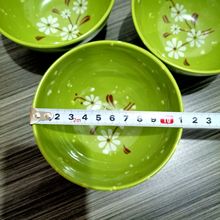 绿色印花小碗快餐麻辣烫米线碗密胺碗【一元2元店地摊货源批发】