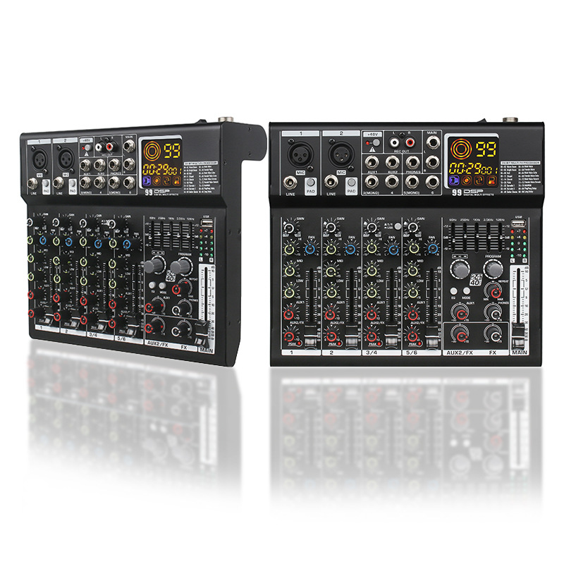 공연 홈 6 방향 8 방향 전문 믹서 라이브 튜닝 마이크 오디오 장비 효과 블루투스 USB
