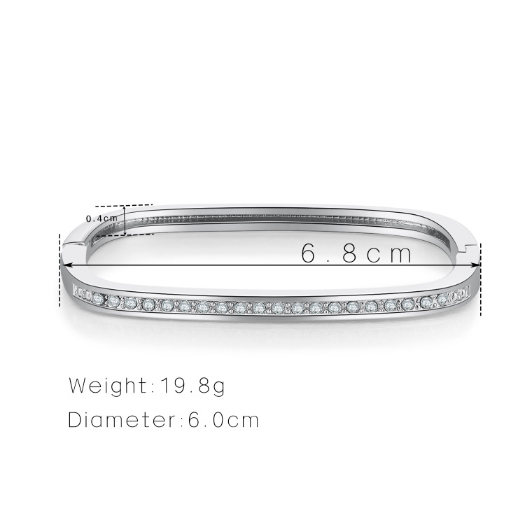 Simple Square Diamond Alloy Bracelet display picture 13